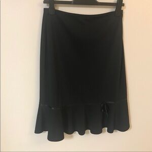 Cato Women’s Pull On Stretchy Waist Black Ruffle Hem Ribbon Trim Bow Skirt S
